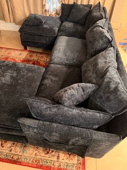 Navy Blue 120" W Modular U-Shaped Sectional Sofa with Two Ottomans