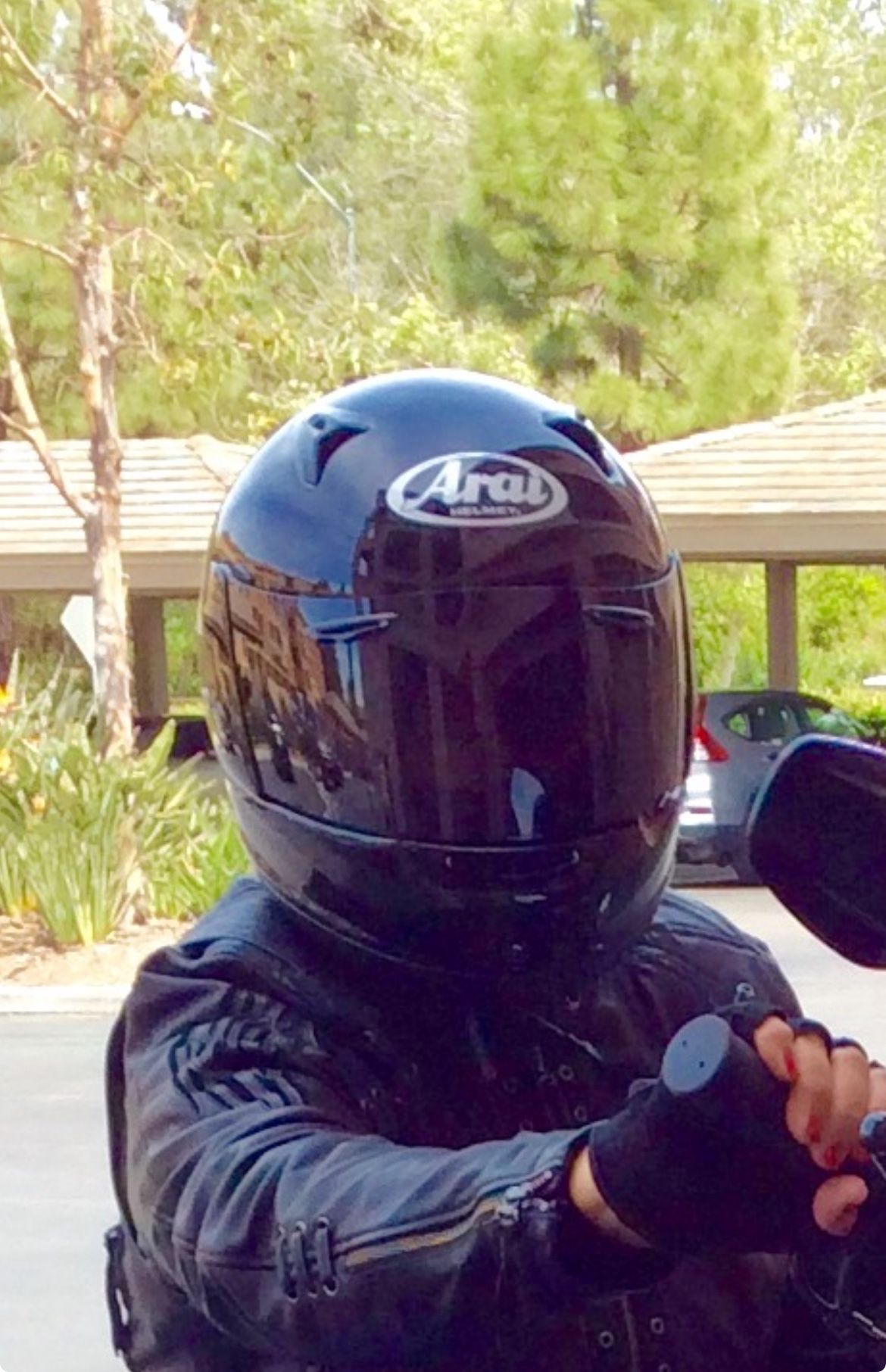 Arai Helmet Black Three Shields And Bag. Size Small