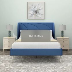 Brand NEW Blue Upholstered Queen Platform Bed For Sale $200 each Two Available 