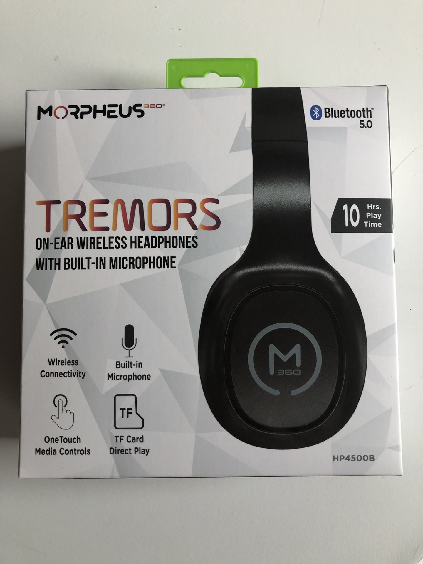 Morpheus 360 Tremors HP4500B Wireless On-Ear Headphones - Bluetooth 5.0 Headset with Microphone - Black with Grey Accents