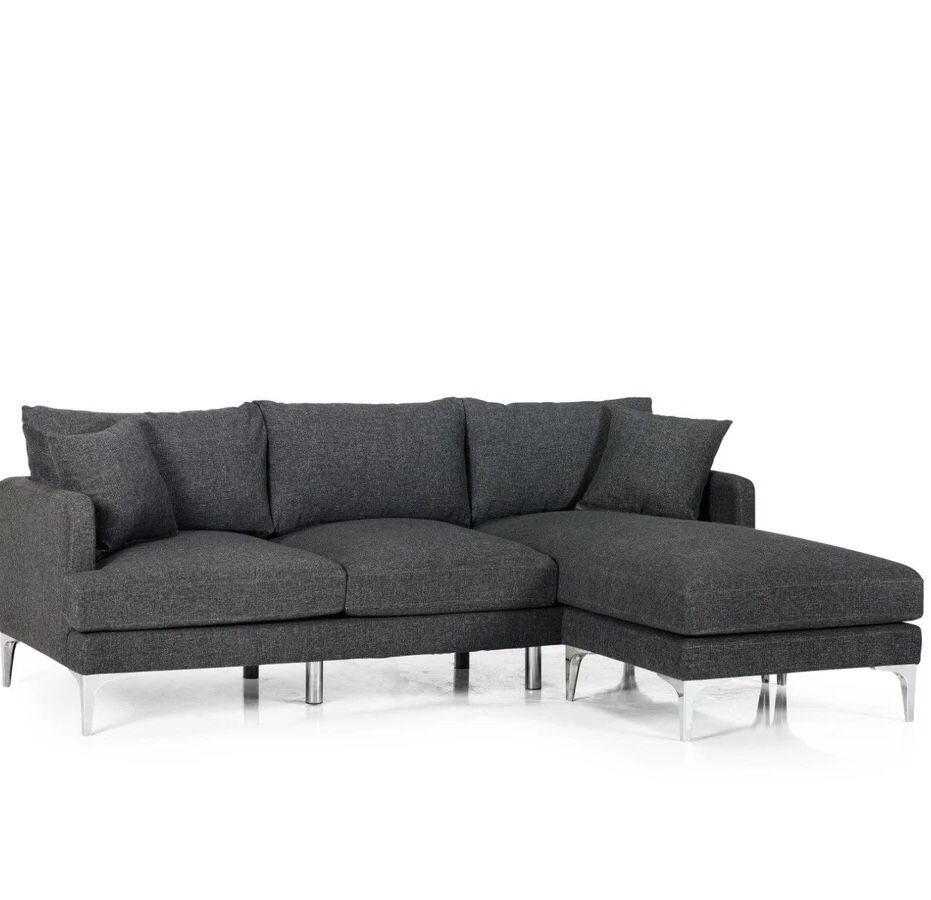 June Smoke Reversible Sofa Chaise / Sectional /couch