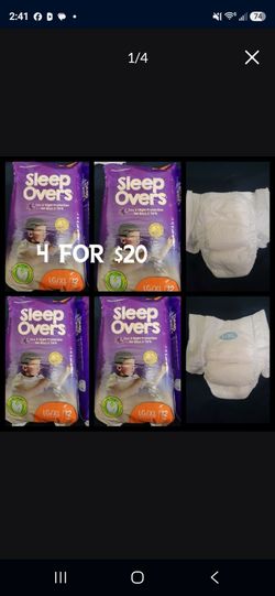 4 BAGS OF CUTIES Sleep Overs Day & Night Protection Boys or Girls Compared To GOODNIGHTS LG/XL (12CT 60-125lb) For $20/$20 Por Las 4 Bolsas