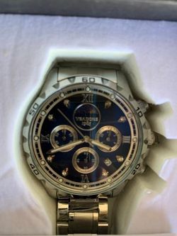 2 VEADONS 1985 Men's Chronograph Watches — Blue Dial, Silver Tone, New in Box