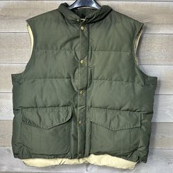 Vintage Woolrich Puffer Jacket Gilet Vest 90s Green Khaki Down Size Mens XL Zip