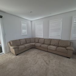 Italsofa Genuine Leather Couch/ Beige