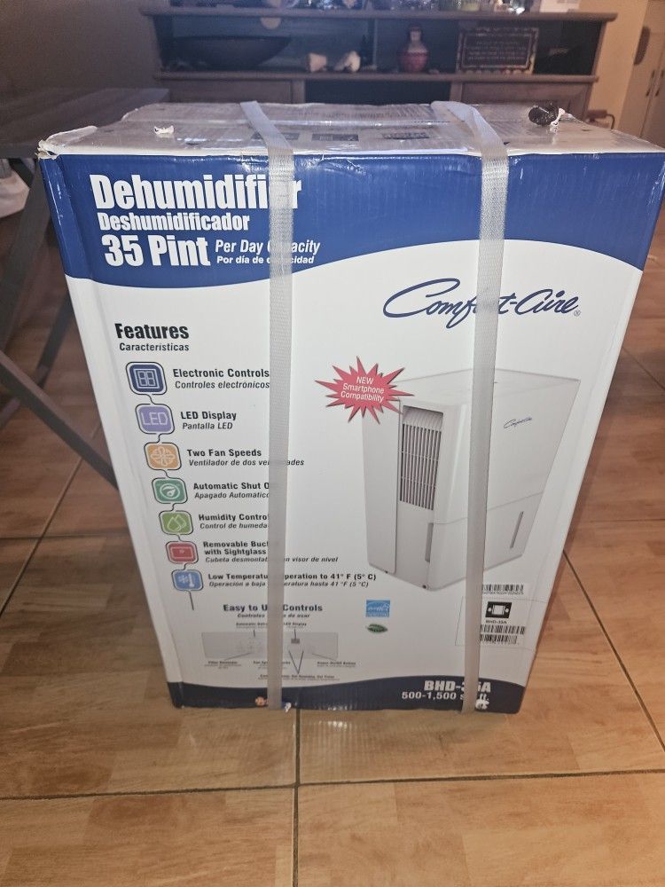 Dehumidifier Comfort Aire BHD-35B 35-Pint Dehumidifier 115V Auto Shut Off New Box