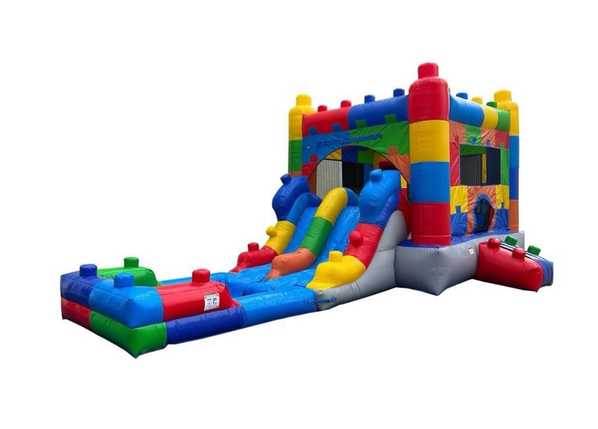 Colorful inflatable bouncy house