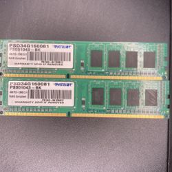 Patriot 8GB(2x4GB) PC3-1280 Desktop Ram