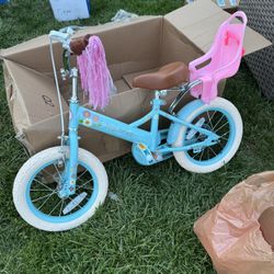 JOYSTAR Little Daisy Kids Bike for Girls Ages 14 Inch Princess Girls Bicycle with Doll Bike Seat, Training Wheels, Basket and Str