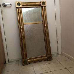 Antique Gold Gilt Empire Mirror (late 18th century) Column Design 39.5" Tall