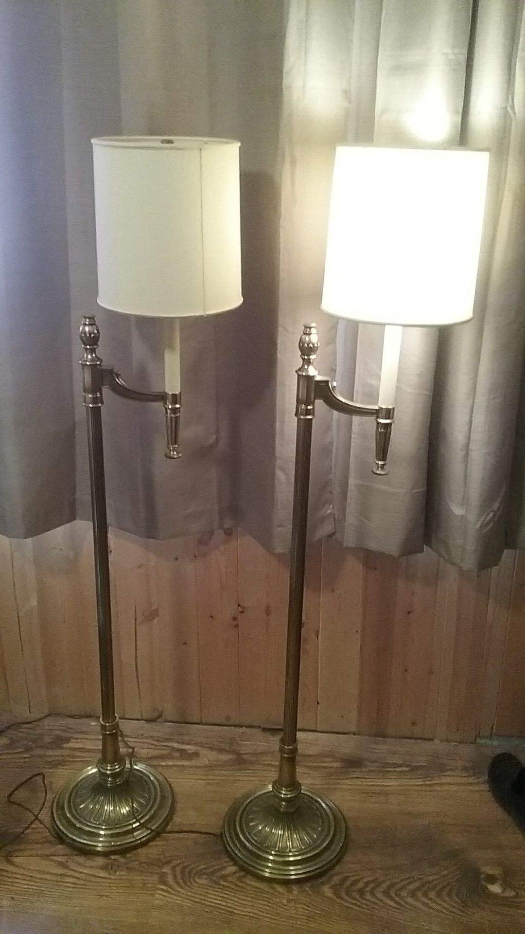 Pair of Vintage Stiffel Swing Arm Floor Lamps. Heavy! Very Nice.