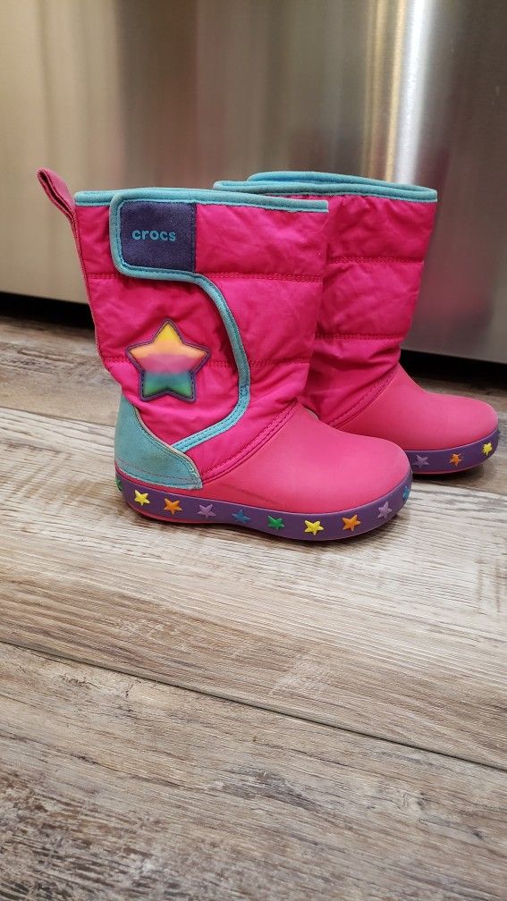 Pink Winter Crocs Girl Boots. Size C10