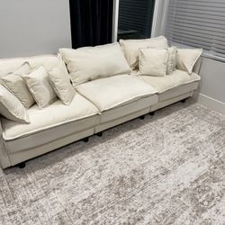 Large 3-Piece Modular Sofa - Cream/Ivory