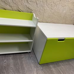 Kids Green and White Bookshelf and Toy Box Set - Local Delivery Available for a Fee - See My Items😎