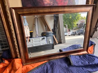 Large Wall Mirror with Bronze Beaded Frame