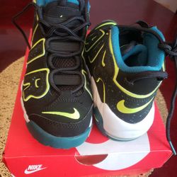 Nike Air Uptempo Kids Shoes Black Volt Teal