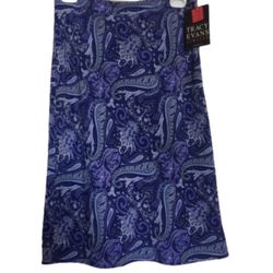 TRACY EVANS Limited Skirt Purple Paisley Printed Midi Floral Women’s Medium NWT
