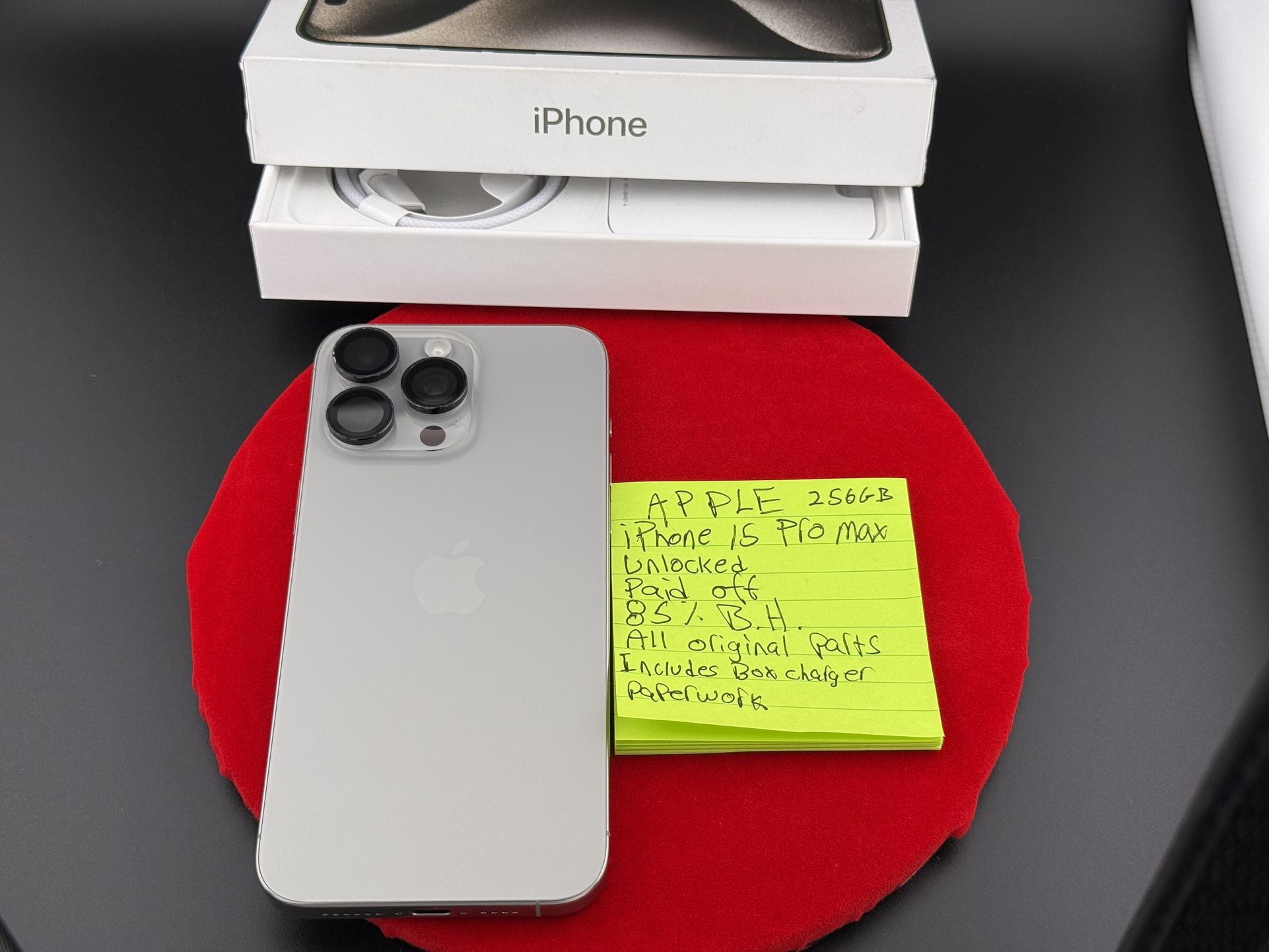 PERFECT Apple iPhone 15 Pro Max A2849 256GB Natural Unlocked MU683LL/A