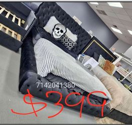 Low profile black queen size bed frame