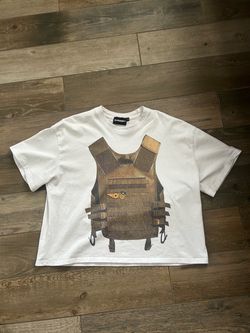 Small Hype Dept White Tactical Vest Graphic Crop Tee