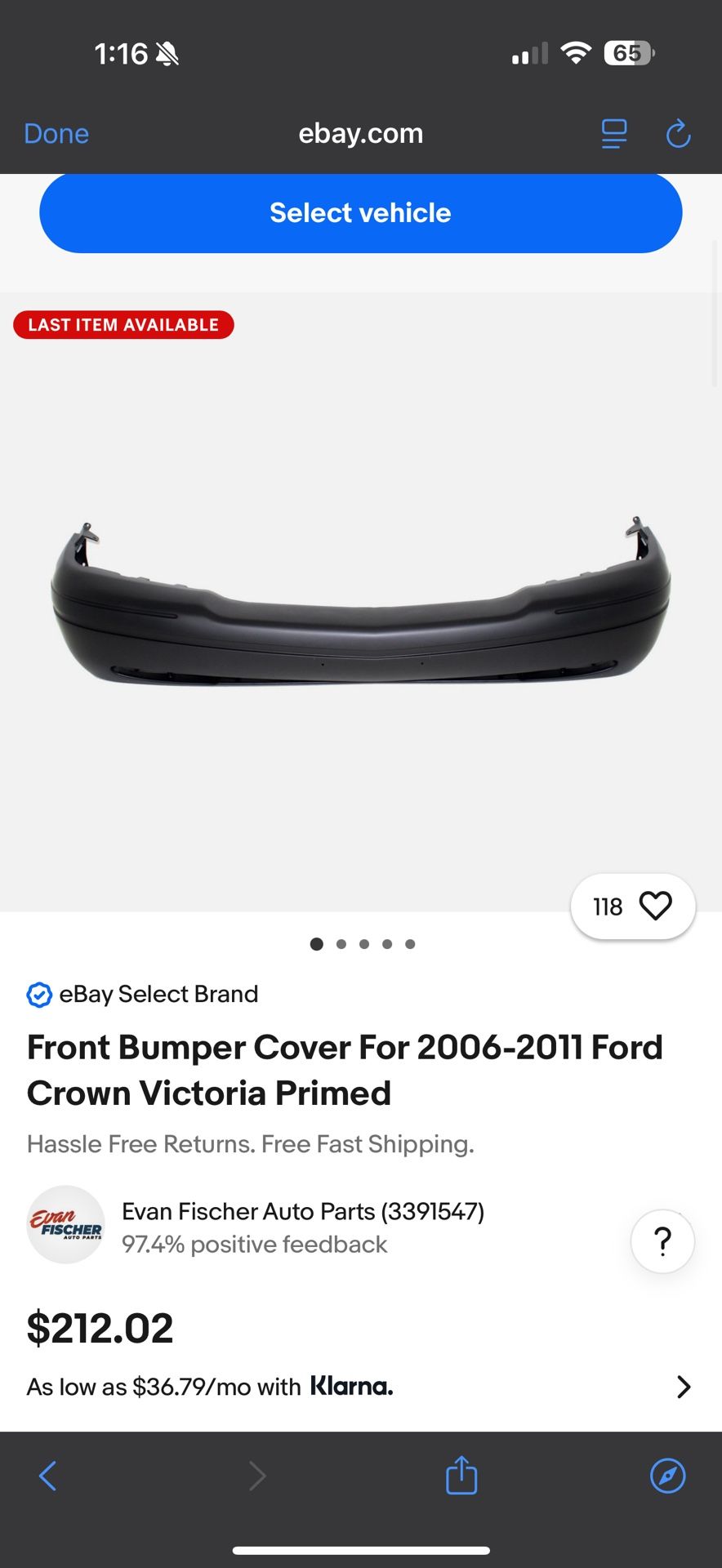 Crown Victoria Bumper
