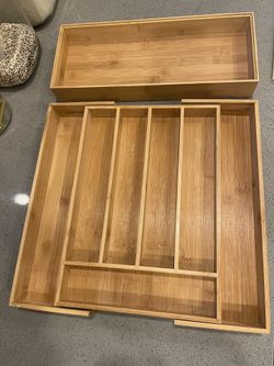 Bamboo Expandable Drawer Organizer Plus Single Bamboo Box For Larger Items