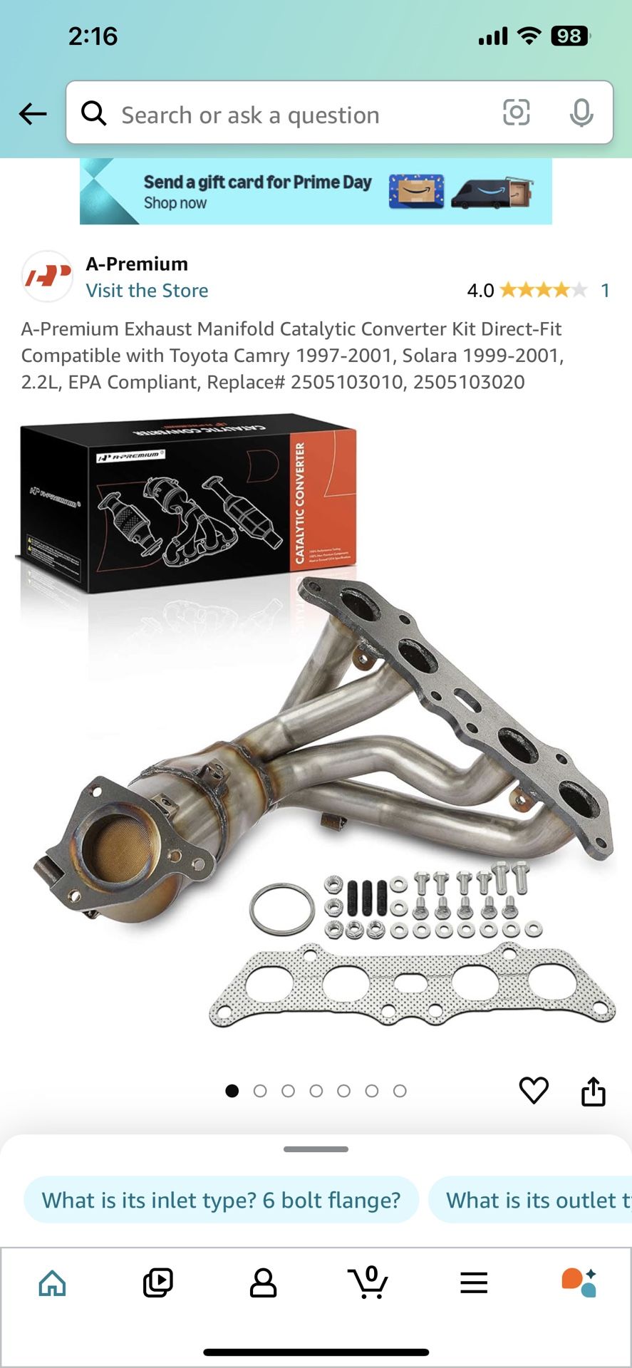 Camry Car Part Manifold 2001