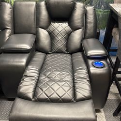 Black Leather Power Reclining Console