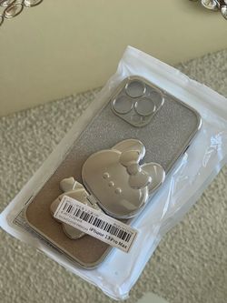 iPhone 13 Pro Max Silver Glitter Bunny Phone Case