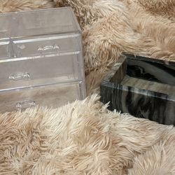 real marble coffee table decor (new) and makeup organized (gently used)