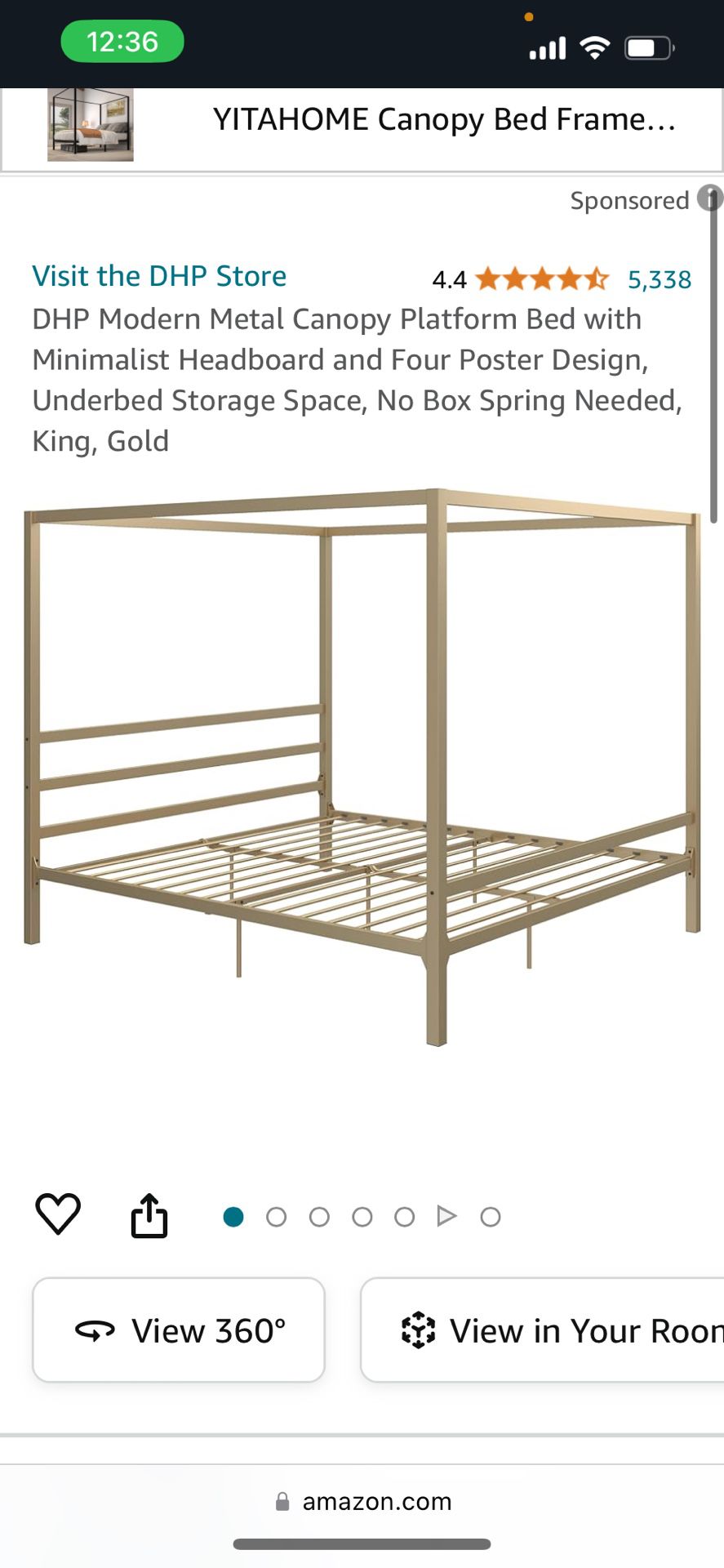 Canopy Bed Gold 
