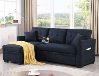 Sectional Sofa Bed L-Shaped Sofa Couch Bed with USB Port, Reversible Sofa Couch Sleeper with Pull Out Bed, Chaise with Storage, Pull Out Couch for Liv
