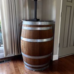 Wine barrel with glass top