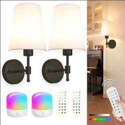 NEW Battery Operated Wall Sconces Set of 2, Black