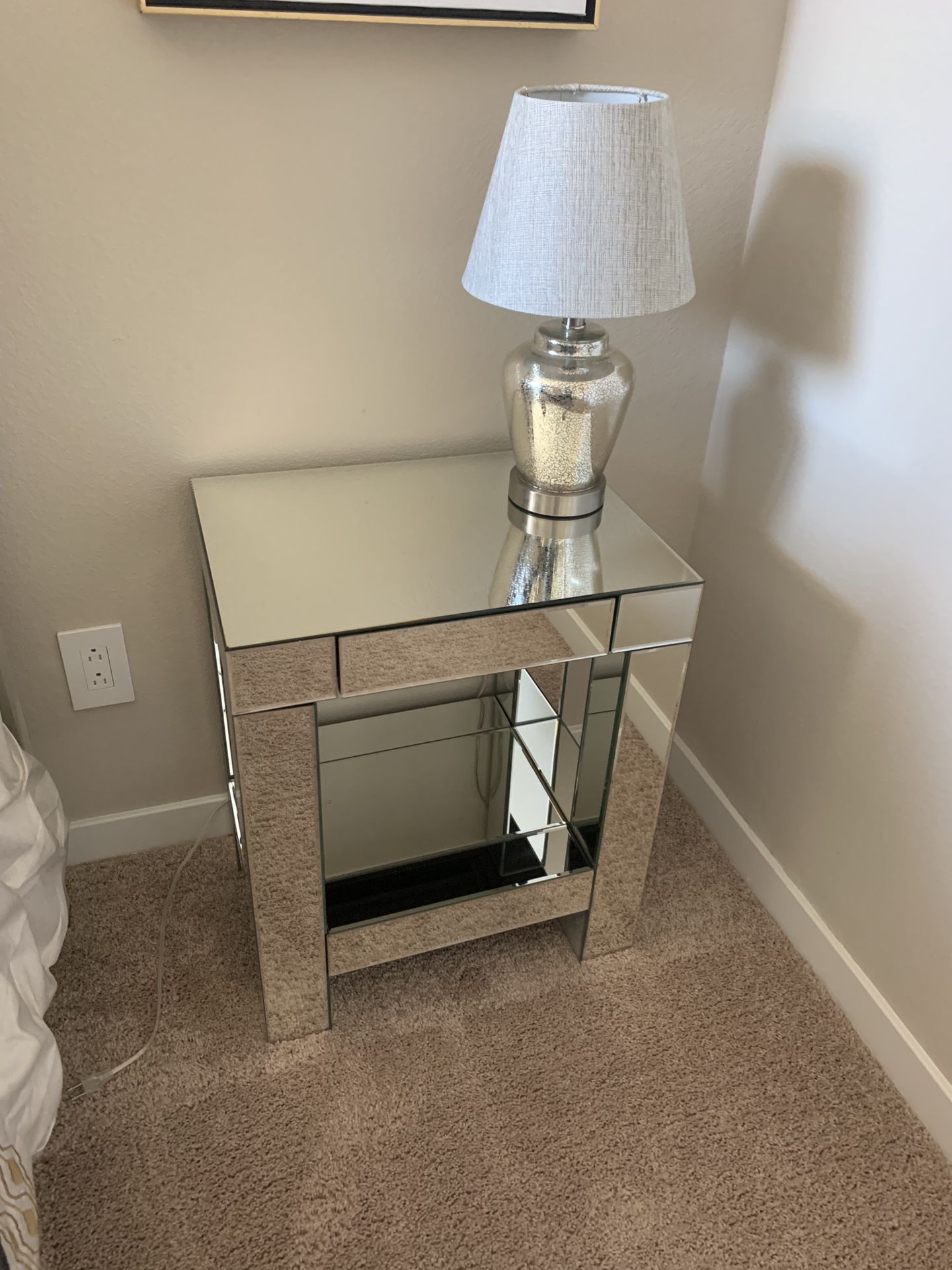 Mirrored side table with drawer