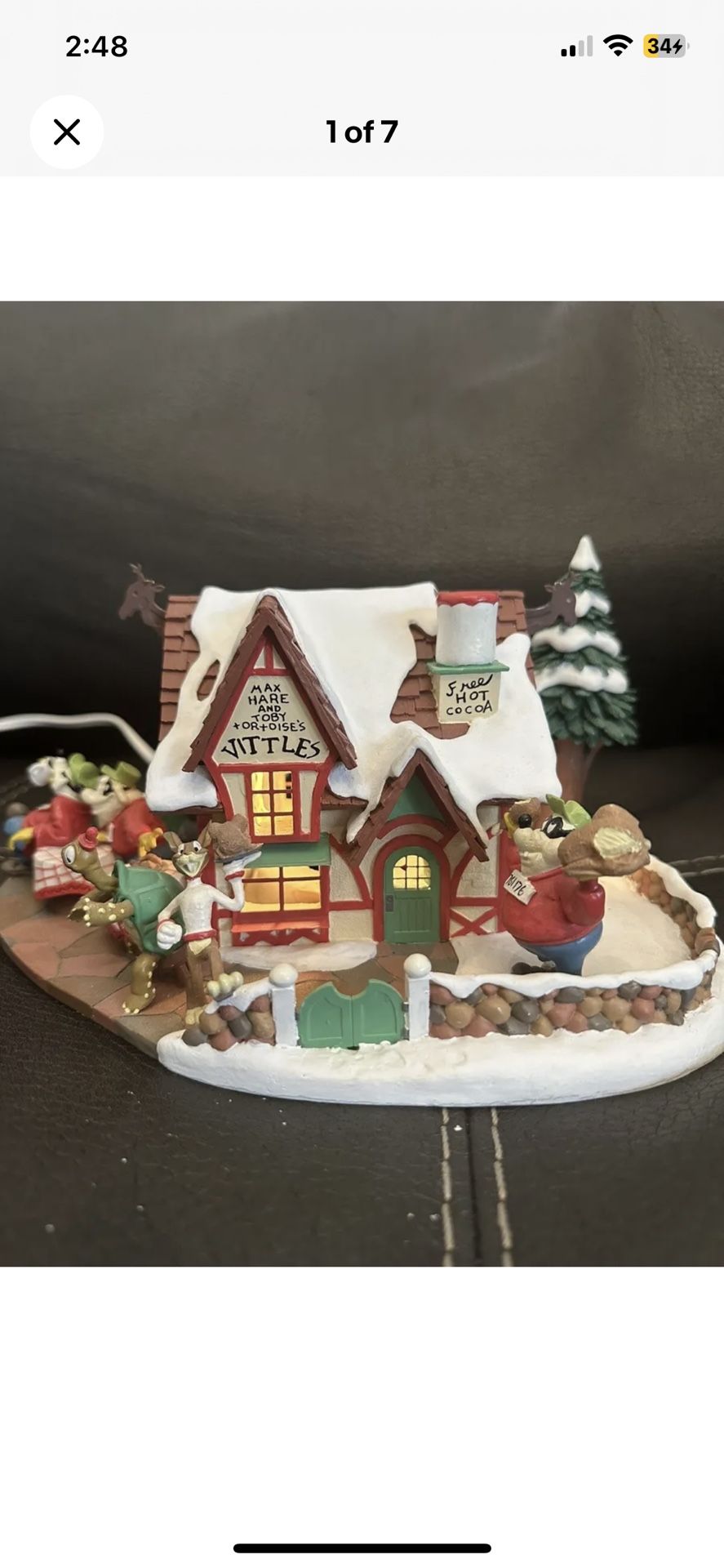 Danbury Mint Max Hare and Toby Tortoise's Vittles Disney Winter Wonderland & Box