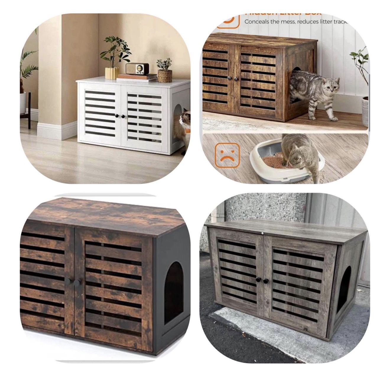 Feandrea Cat Litter Box Enclosure Hidden, Indoor Cat House, Nightstand, End Table, Rustic Brown and Black, 31.5"L x 20.9"W x 19.7"H UPCL003X02 New i