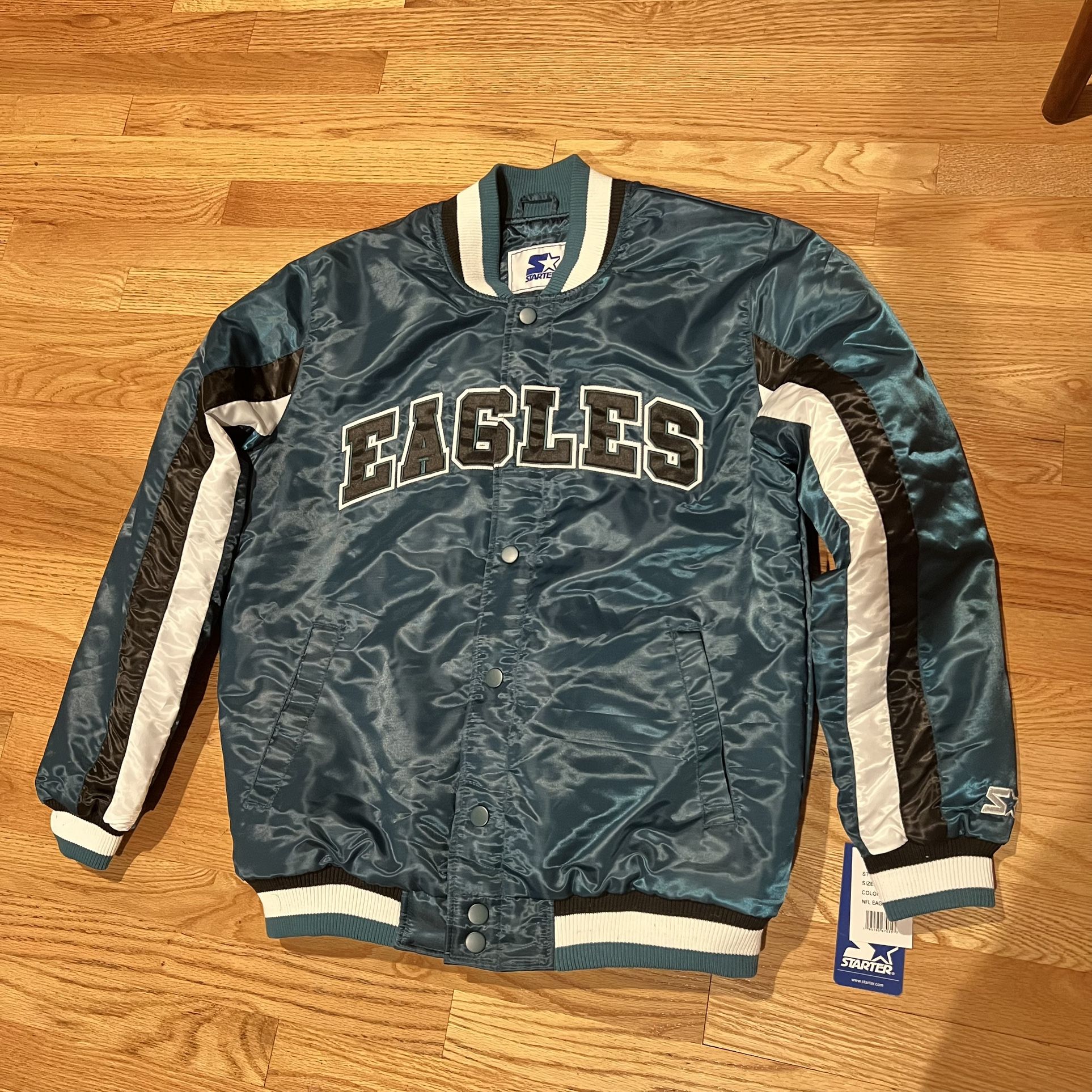 Philadelphia Eagles NFL Men's Starter Button Up Satin Jacket - Green Size L  for Sale in Camp Attrbry, IN - OfferUp