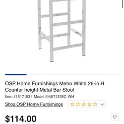 2- 26” Silver Metal Backless Stool. 