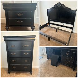 Black Rustic Antique Queen Bedroom Set