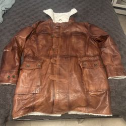 MONTE ROSA DISTRESSED TAN REAL SHEARLING BOMBER COAT (BANE STYLE)
