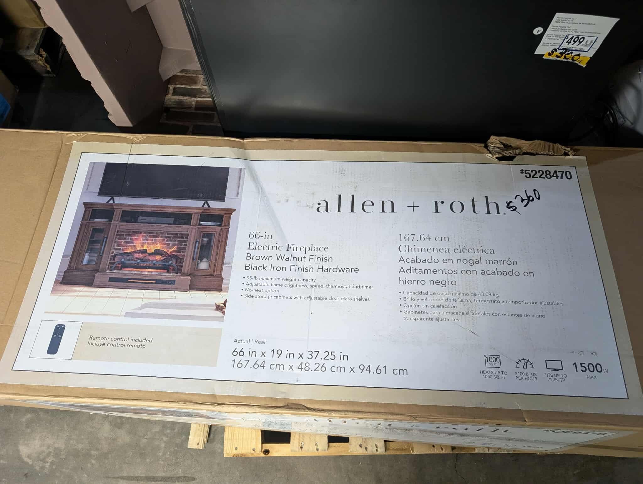 66in Electric Fireplace Entertainment Table