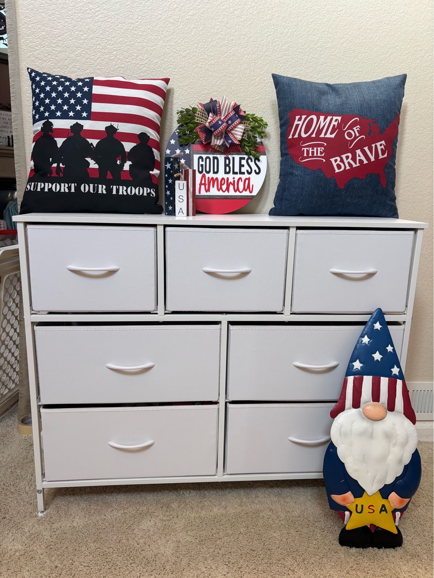 7 drawer fabric dresser with Metal frame