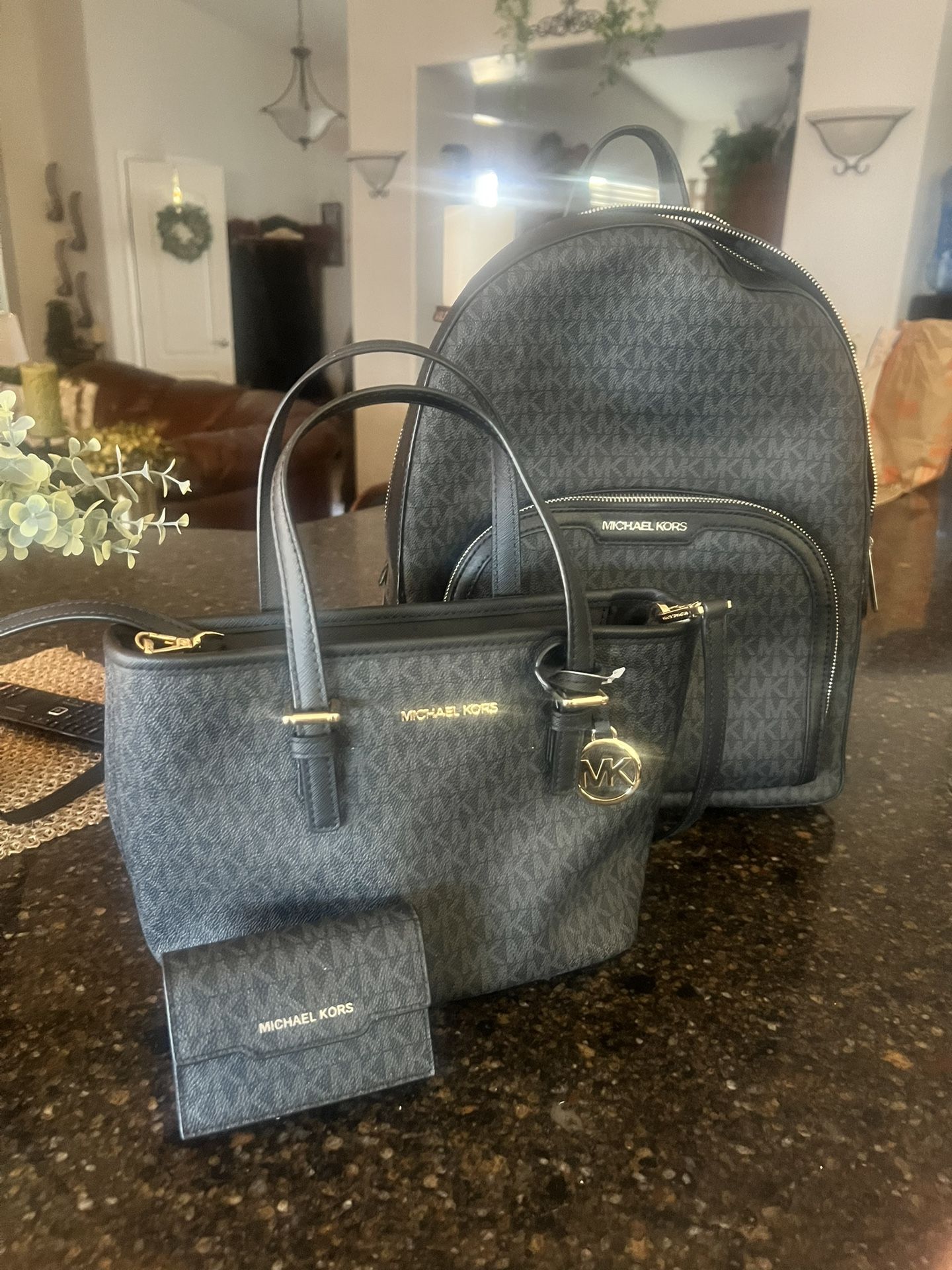 Michael Kors Backpack And Tote Purse And Wallet