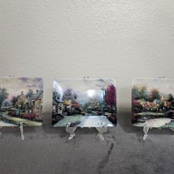 3 Thomas Kinkade rectangle plates