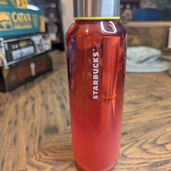 Starbucks 2022 Red Pink Ombre Frosted Glass Water Bottle Tumbler 20 oz Scratch