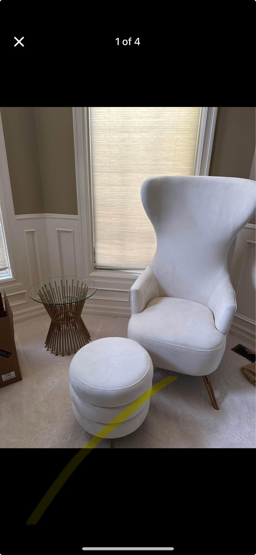 TOV chair/ottoman/table