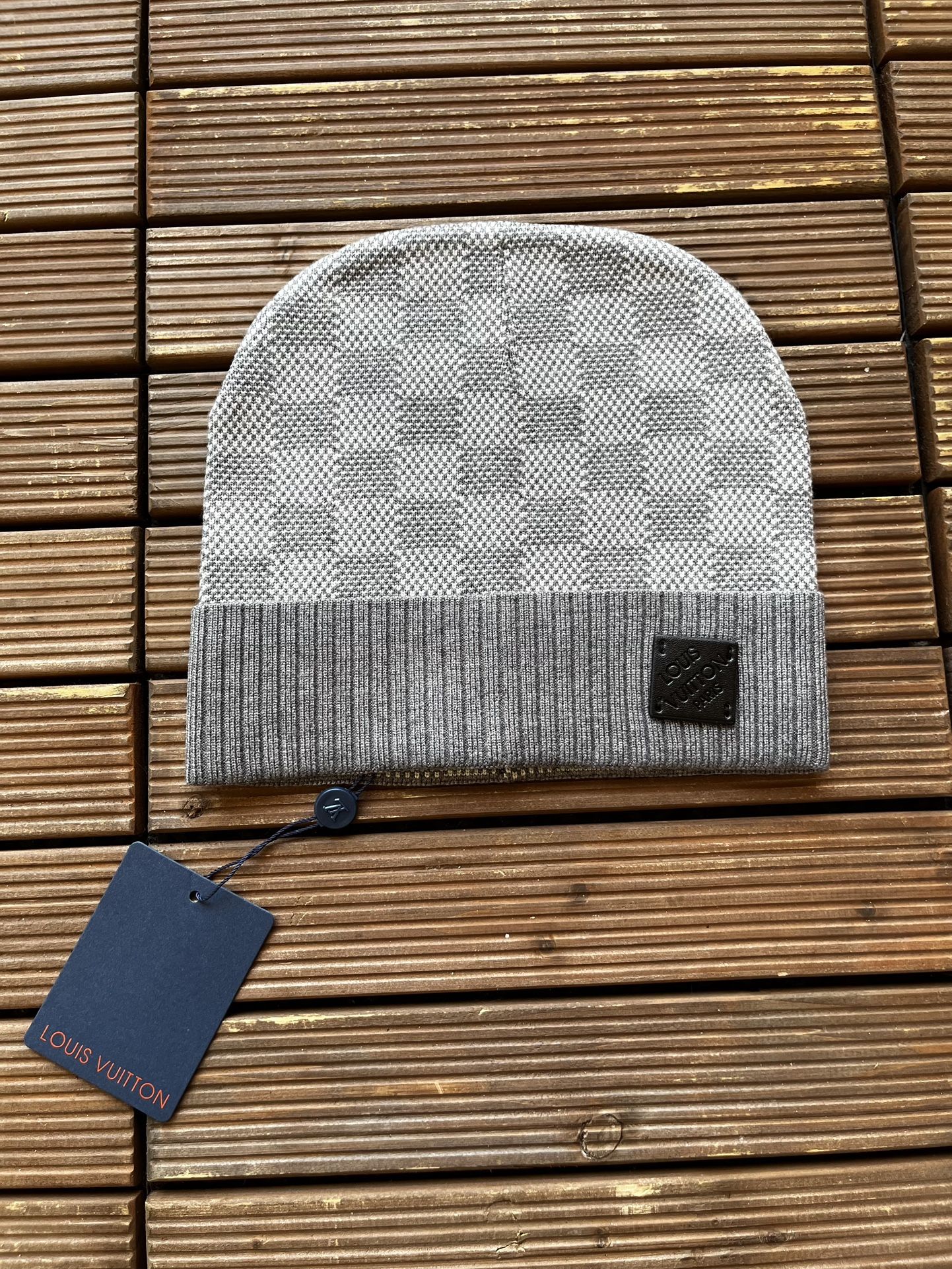Louis Vuitton Grey Checkered Beanie