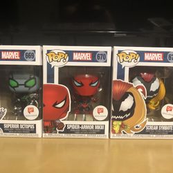 Superior Octopus, Spider-Armor MKIII and Scream Symbiote Funko Pops (set)
