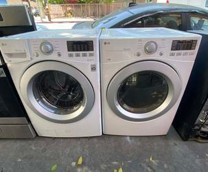 LG FRONT LOAD WASHER AND GAS DRYER SET SIDE BY SIDE OR STACKED. +FREE DELIVERY AND INSTALLATION
